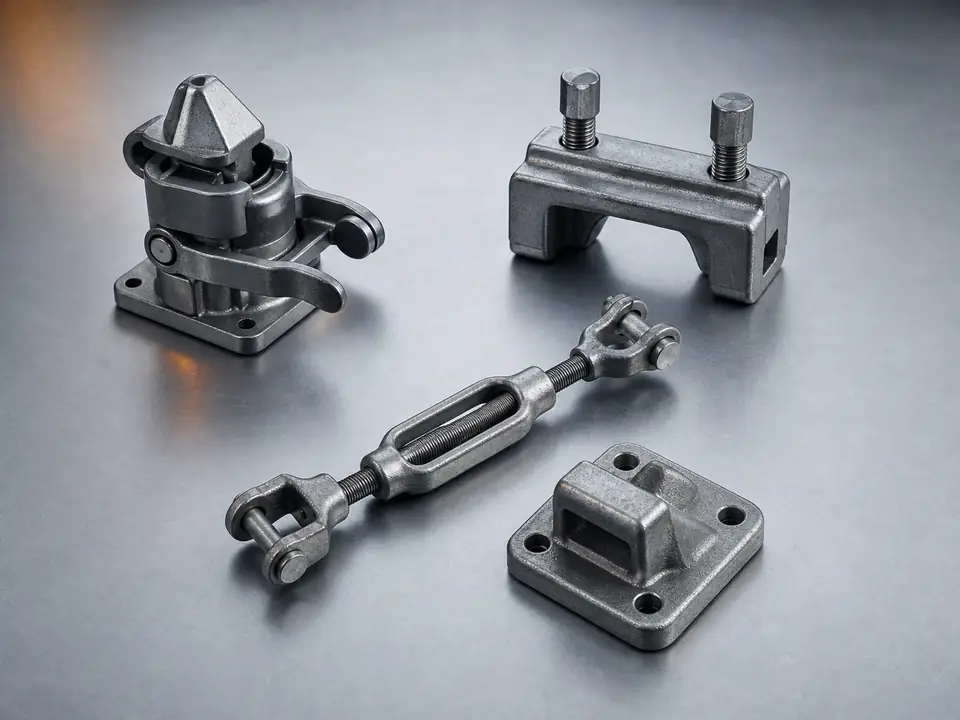 Container fitting and lashing hardware group