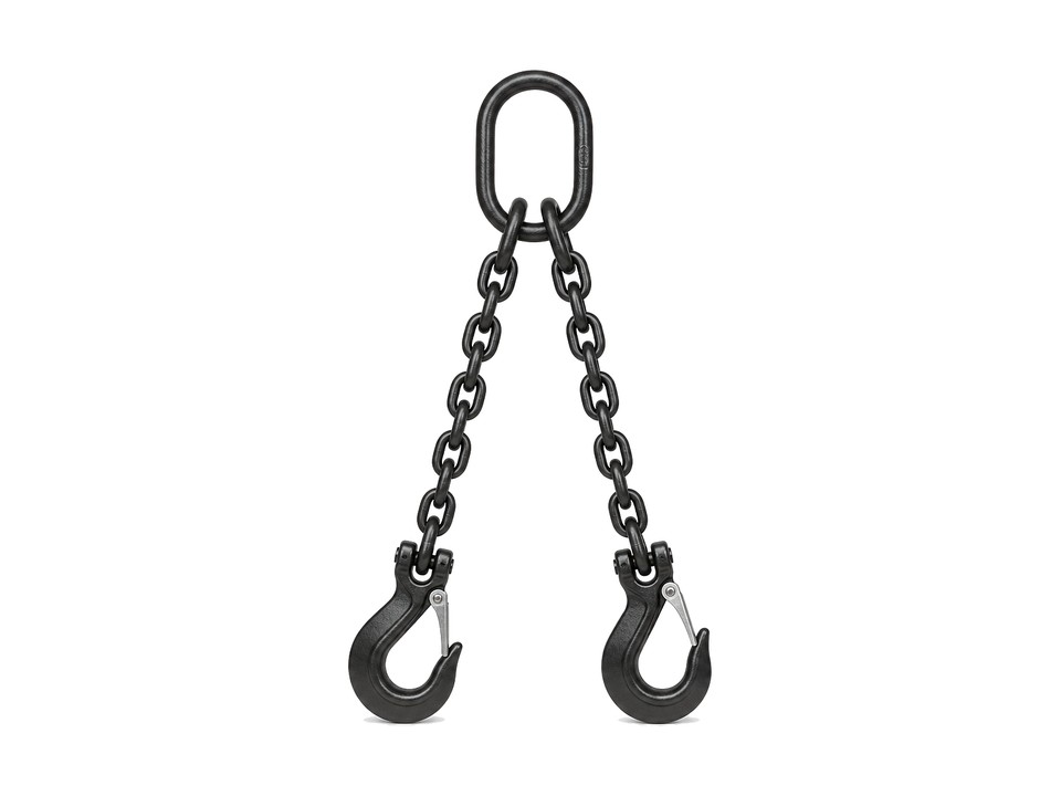 Grade 80 chain sling with master link and hooks