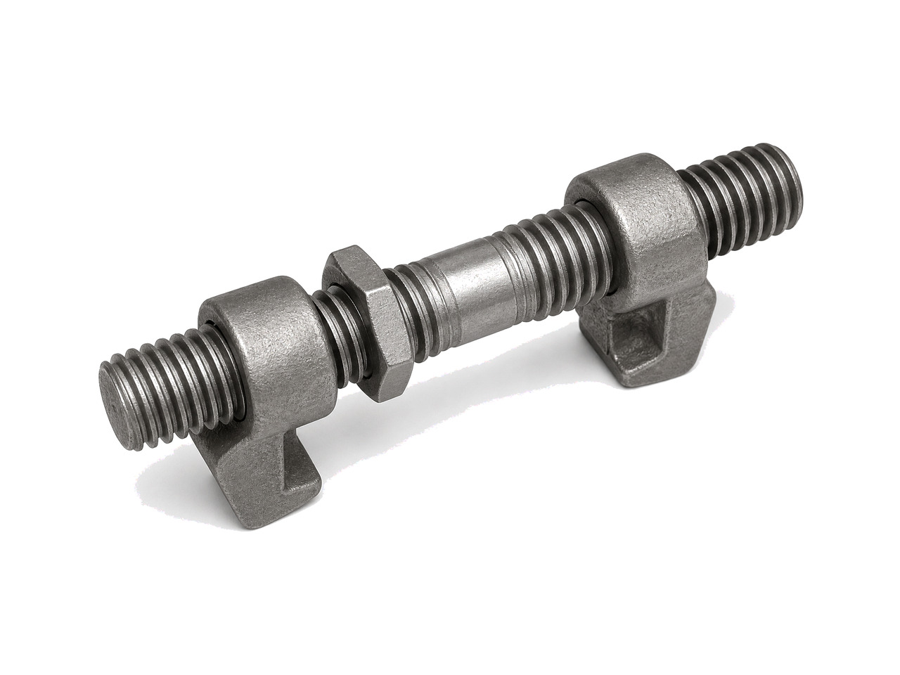 Container twistlock on a white studio background