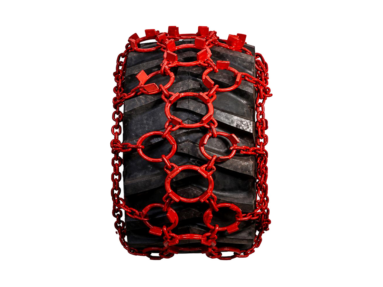 Ring skidder chain on a white studio background