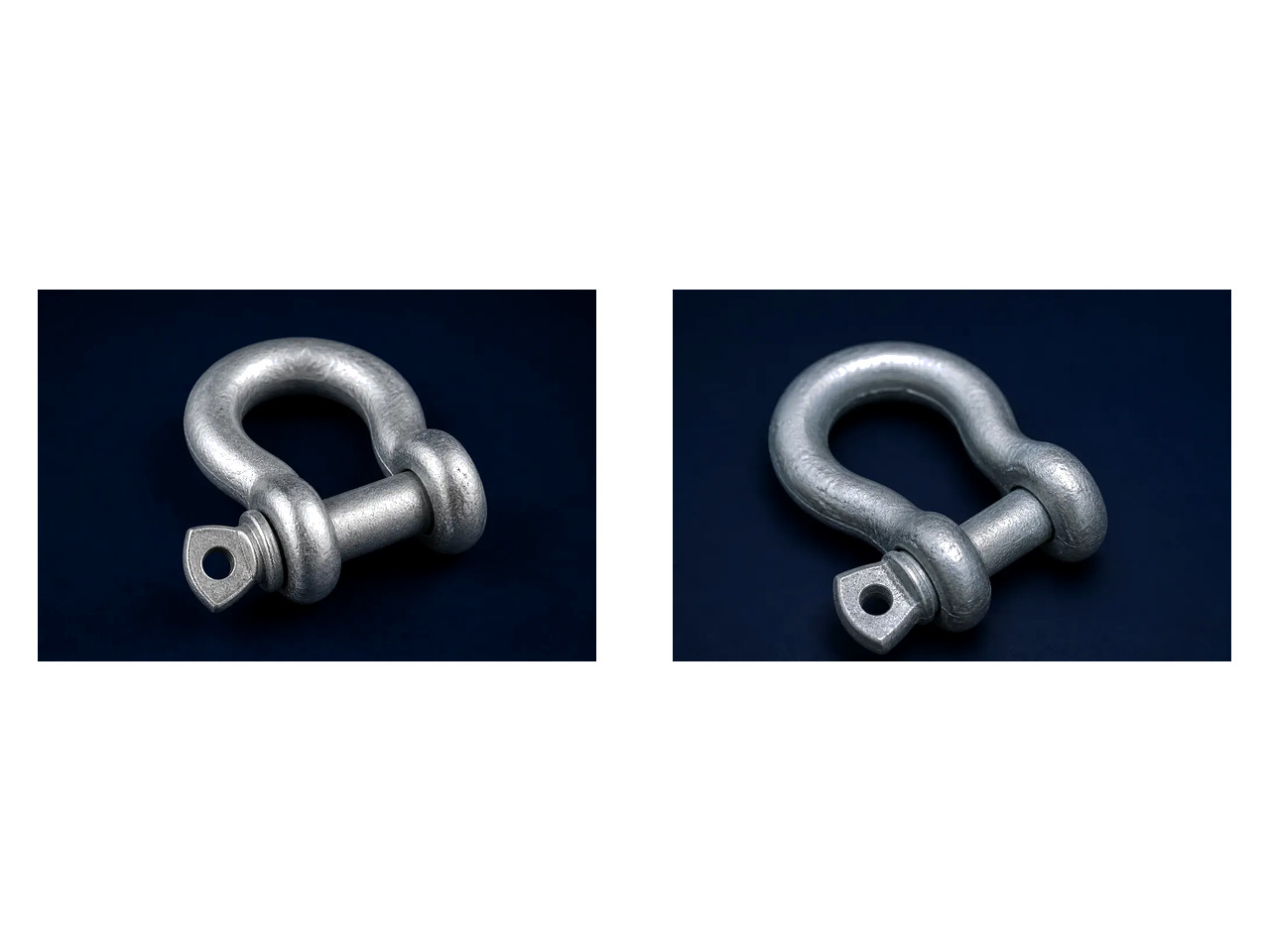 US-type bow and dee shackles with screw pins, galvanized