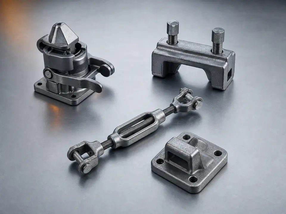 Container fitting and lashing hardware group